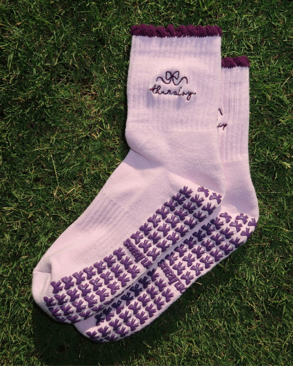 purple thursday grip socks